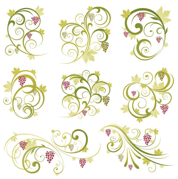 free vector Abstract Floral Vine Grape Ornament Vector